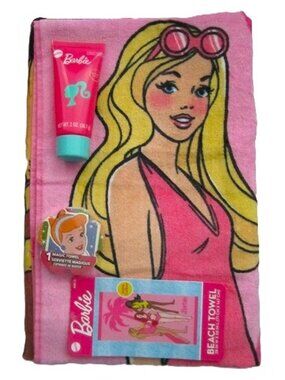 Barbie Beach Towel with Body Scrub & Magic Cloth NEW